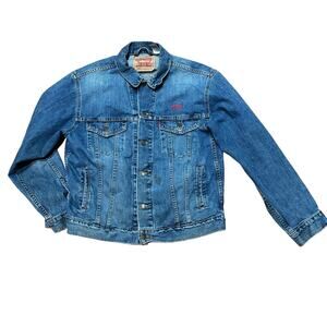 Levi's Standard Trucker Jean Jacket Trucker Mens Large Stains Jeff Stitched Name